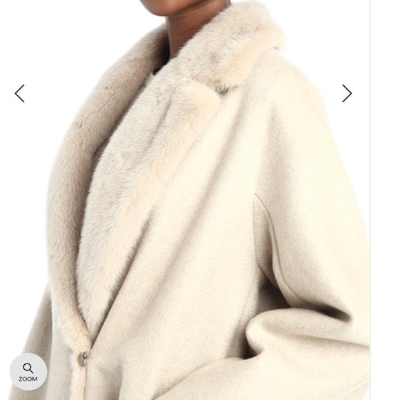 NEW Max Mara Cut the label shop Intrend - 100% Cashmere Mink Collar Coat IT34 - Picture 5 of 13